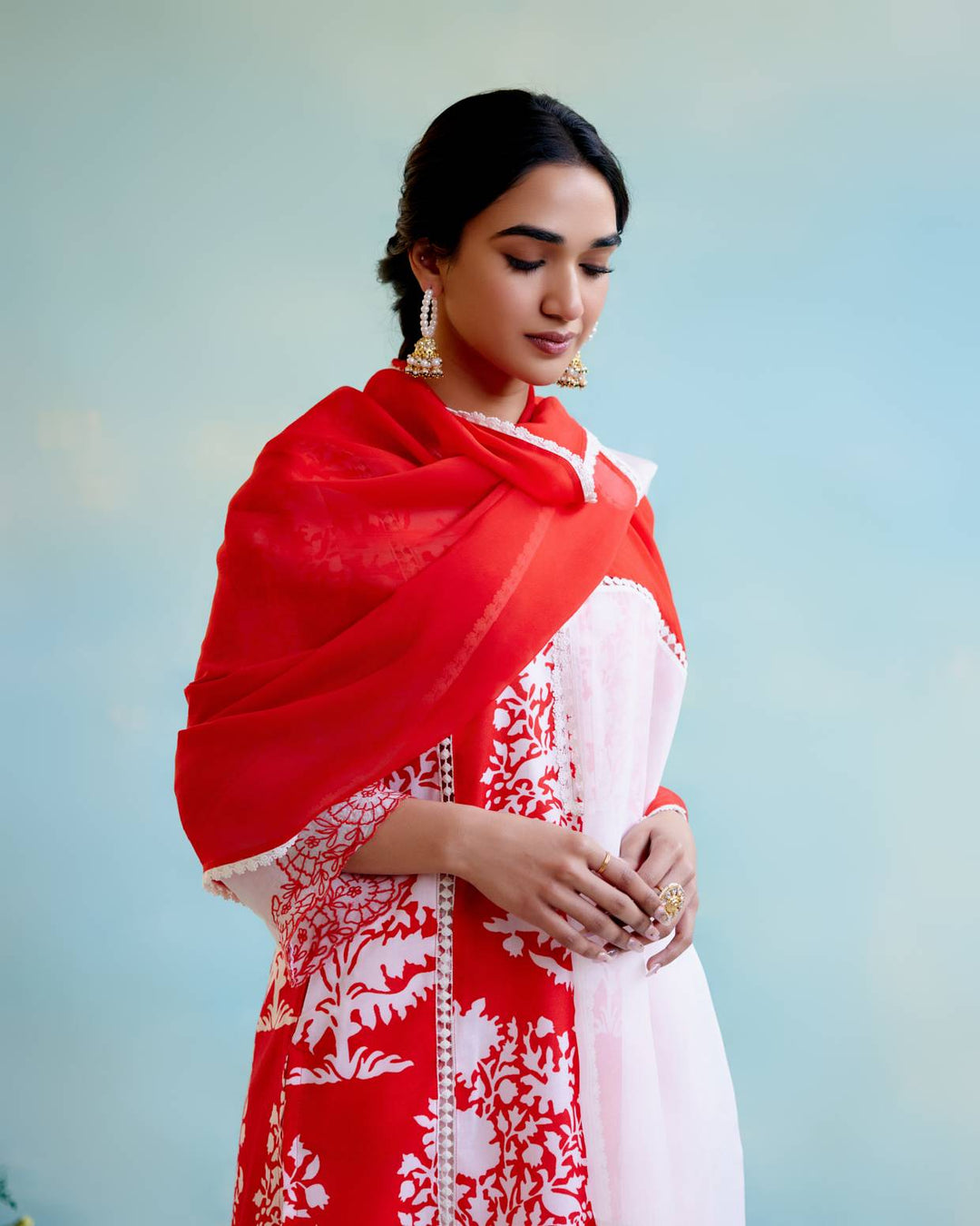 Hibiscus Floral Dupatta