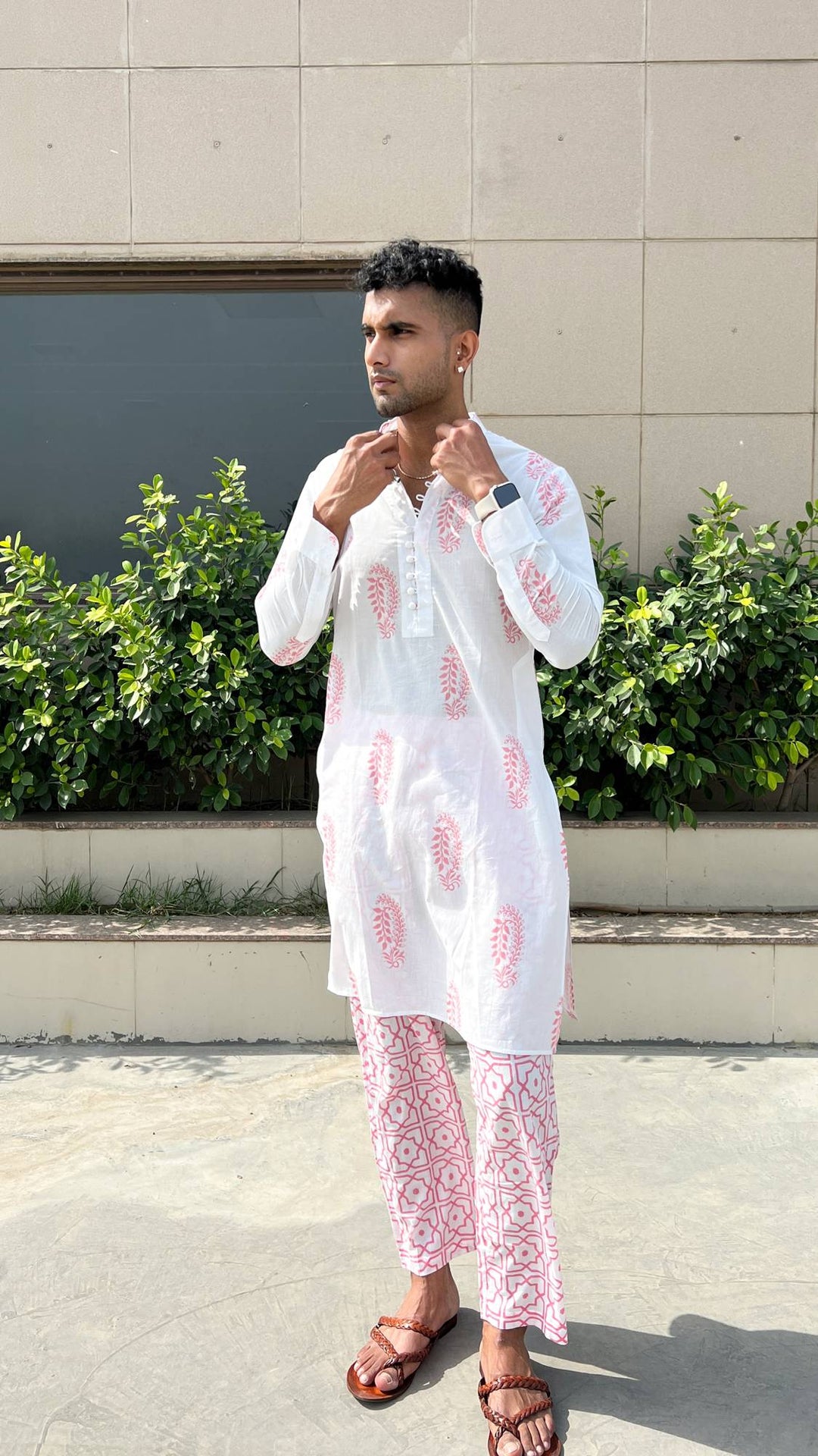 Pink Buta Kurta with Narrow Pants