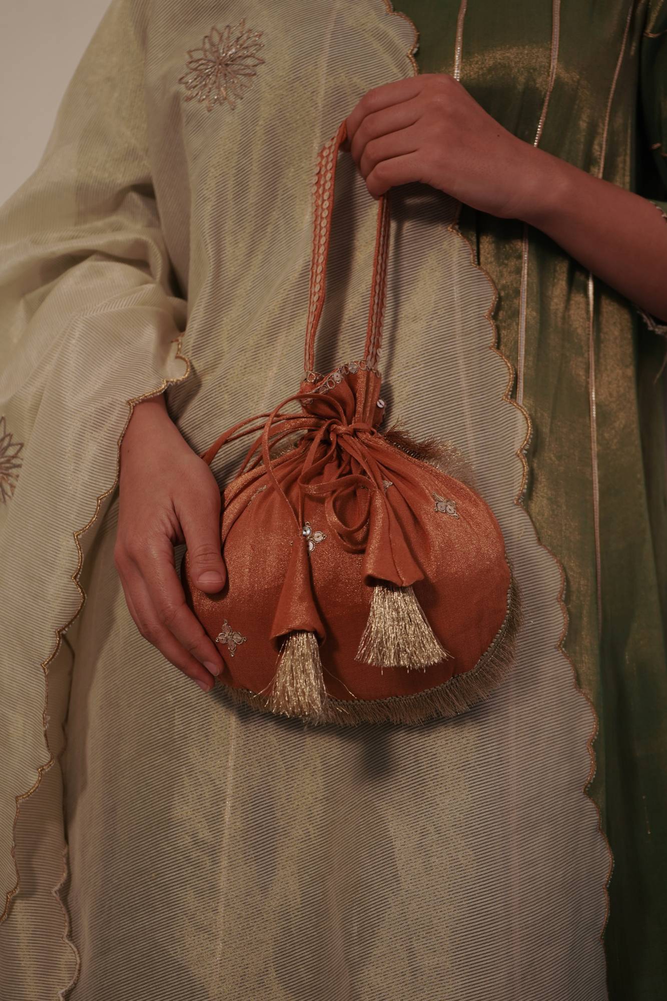 Orange Tissue Potli Bag – Nero India