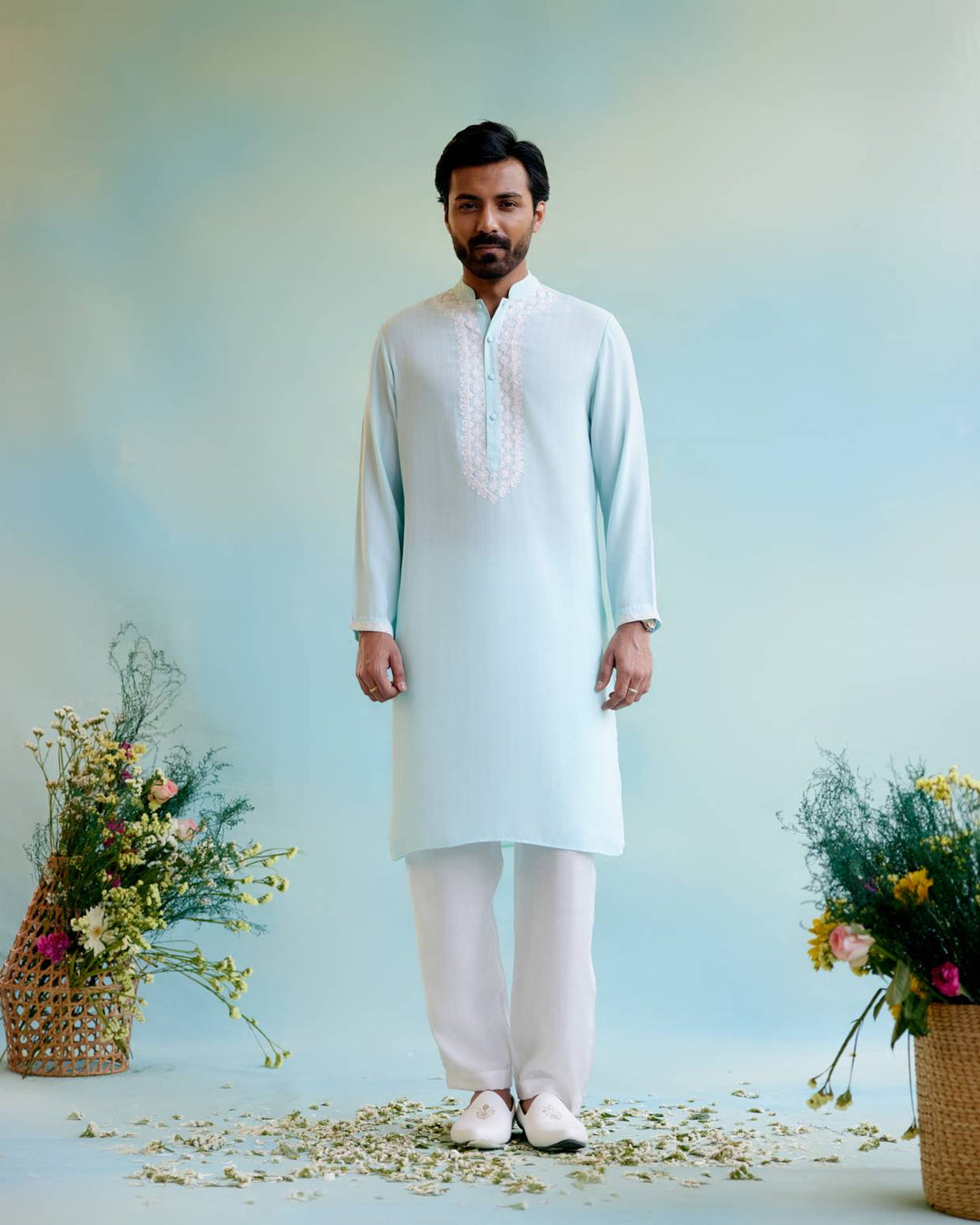 Dreamy Blue Dori Kurta with Narrow Pants