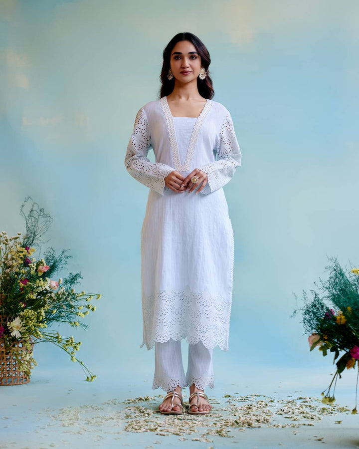 Periwinkle Blue Kurta with Narrow Pants