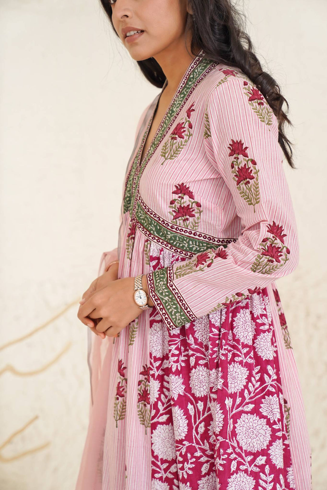 Vivacious rose kurta with wide leg pants