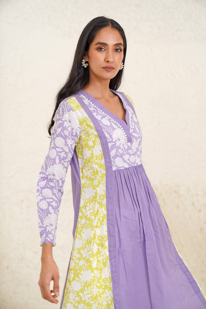 Lilac Lime Kurta with Wide Leg Pants