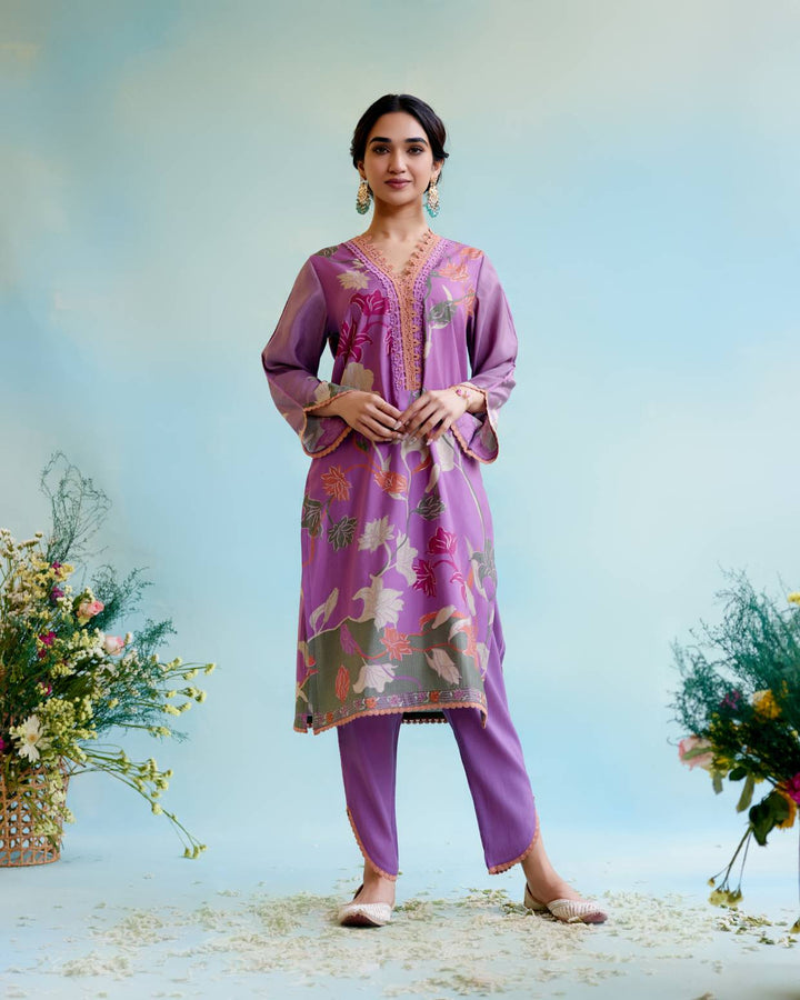 Violet Vale Kurta with Tulip Pants and Dupatta
