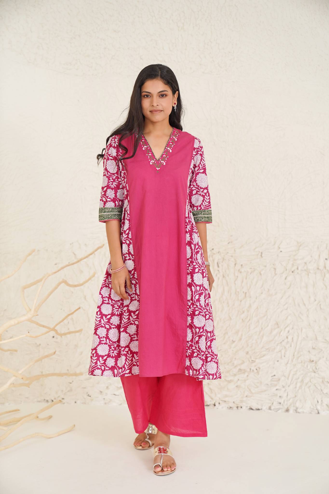 Cherry Kurta with Wide Leg Pants wide leg palazzo pants 2024 Nero India
