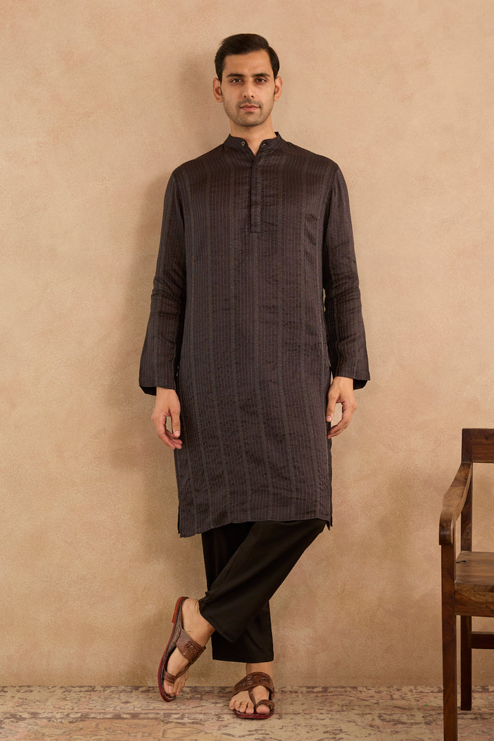 Black Lotus Chanderi Stripe Kurta