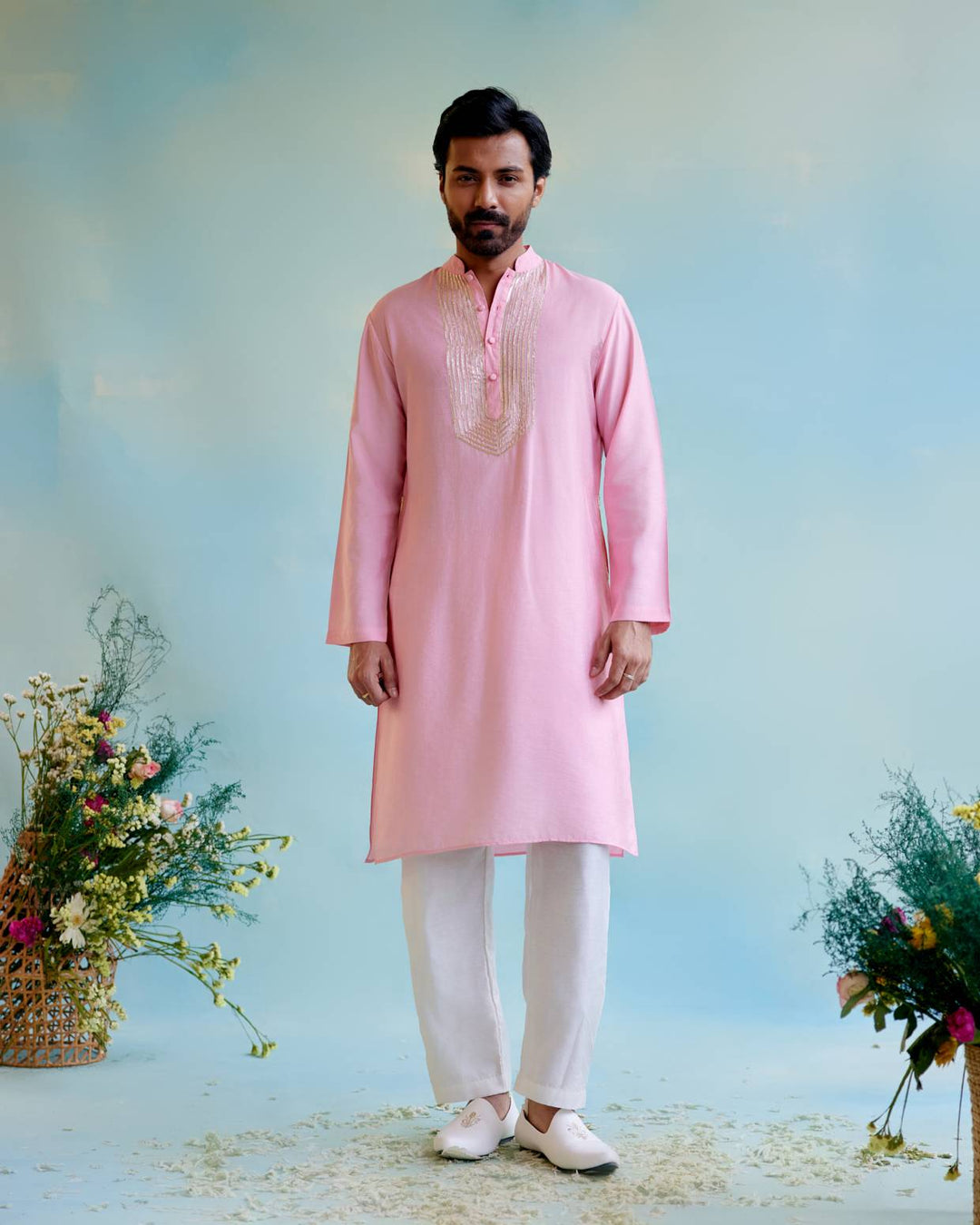 Rosy Glow Gota Kurta with Narrow Pants