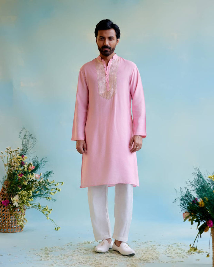 Rosy Glow Gota Kurta with Narrow Pants