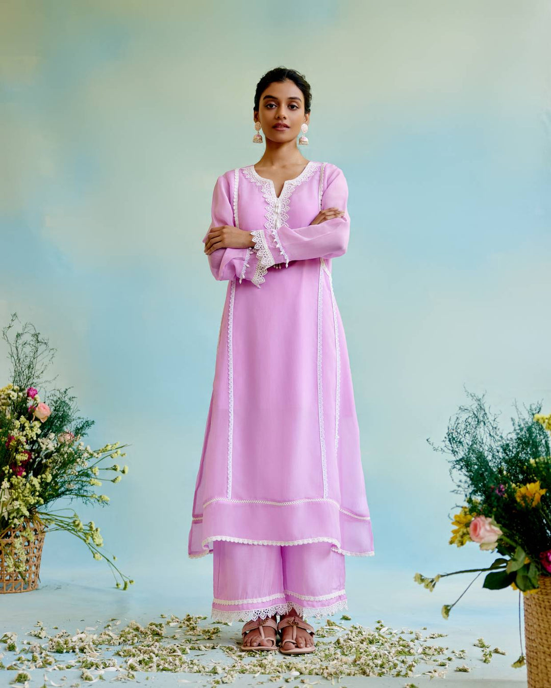 Lilac Glory Anarkali with Wide Leg Pants
