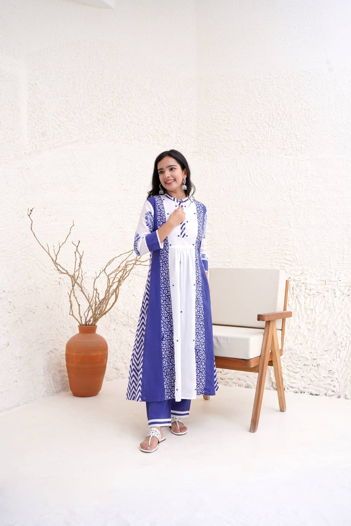 Indigo moroccan kurta with narrow pants