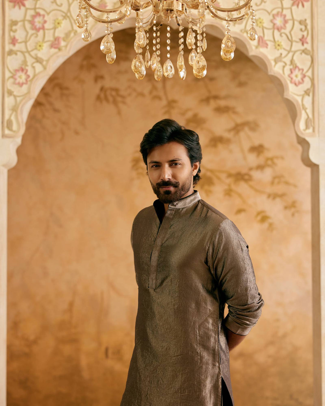 Black Crush Tissue Kurta