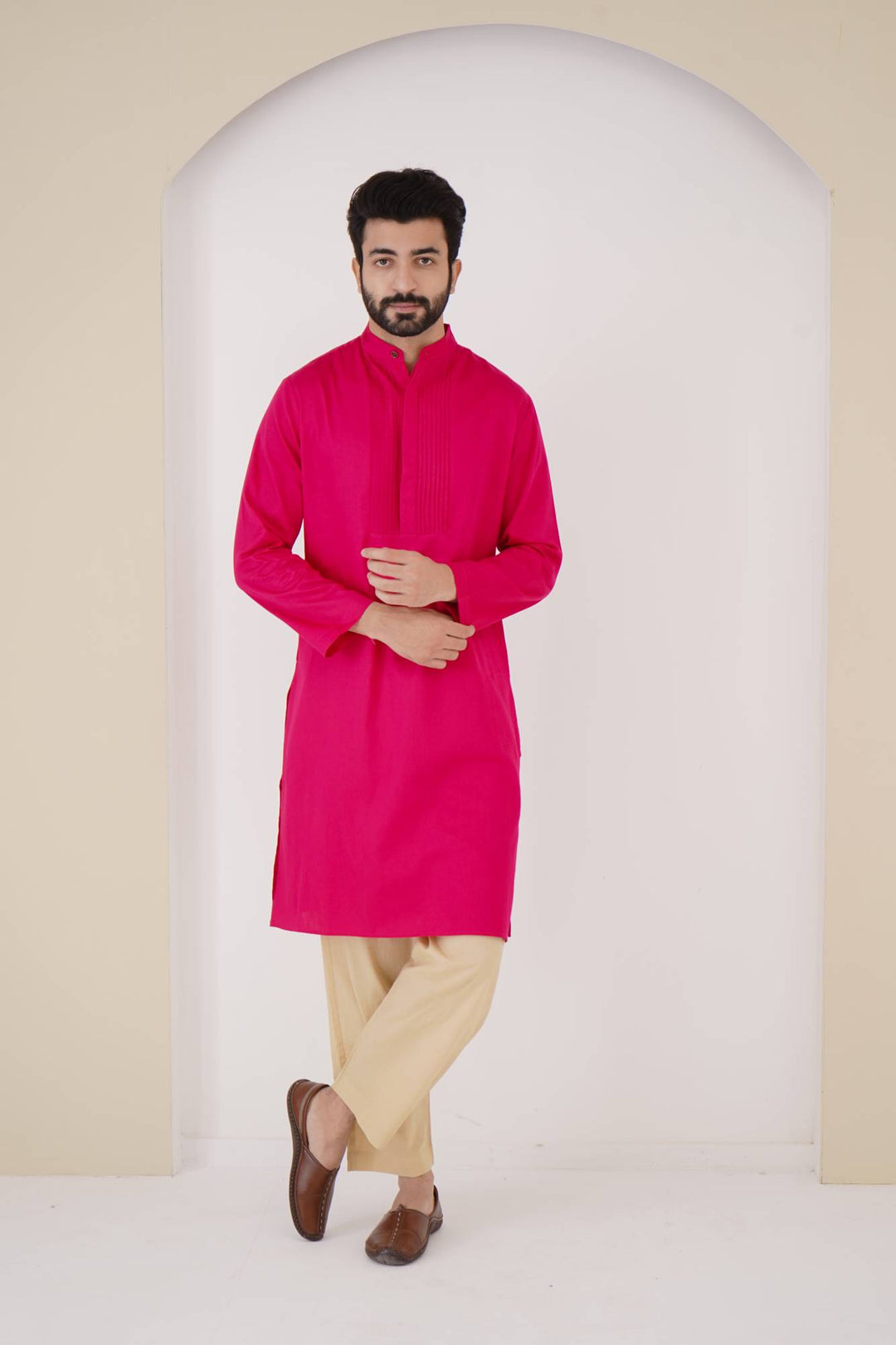 Fuchsia Pintuck Kurta Set