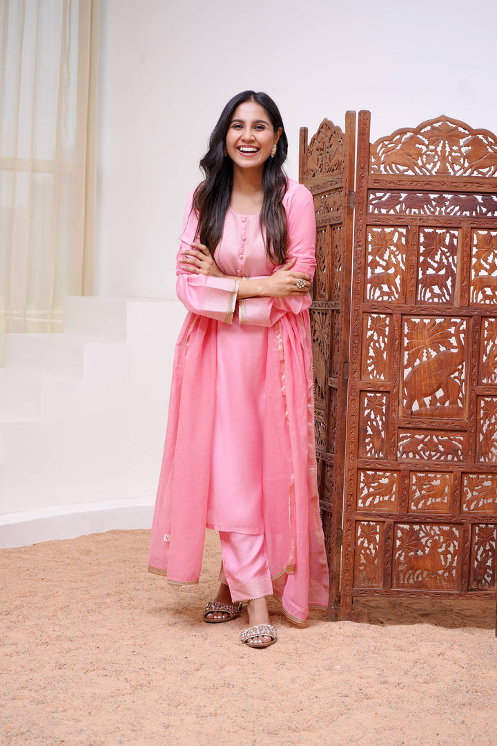 Lotus zari kurta with narrow pants