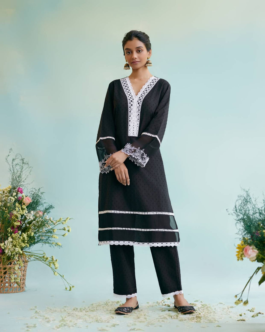 Cotton Dobby Fabric Black Kurta
