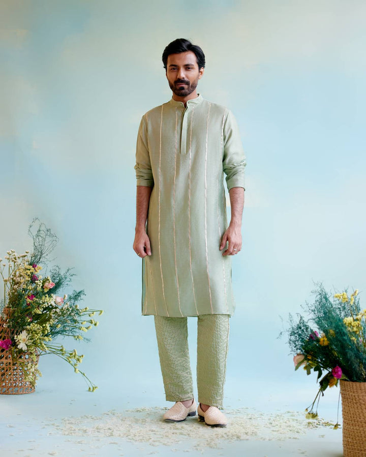 Sage Green Gota Kurta with Narrow Pants
