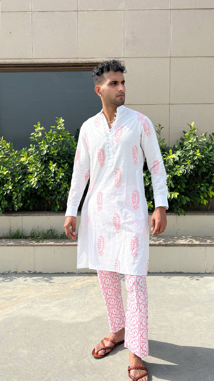 Pink Buta Kurta with Narrow Pants