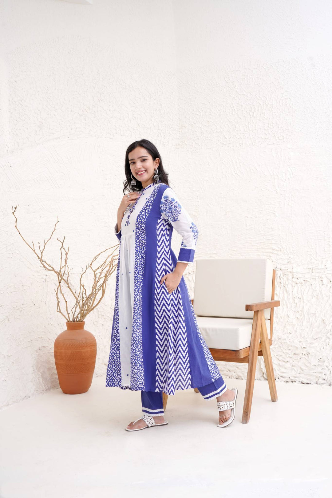 Indigo moroccan kurta with narrow pants