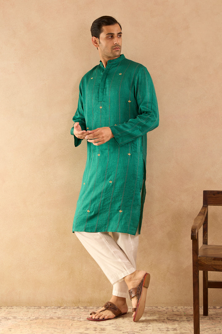 Green Dori Silk Chanderi Kurta