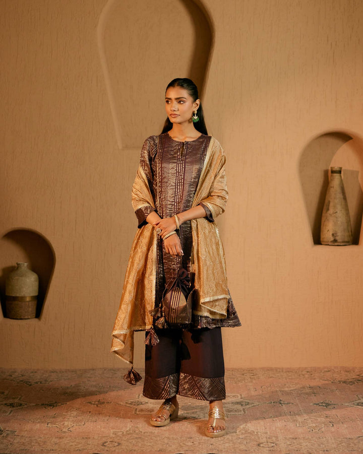 Royal Purple Gold Embroidered Dupatta