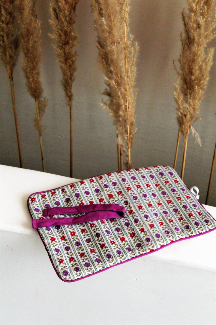 Floral Stipe Accessory Pouch