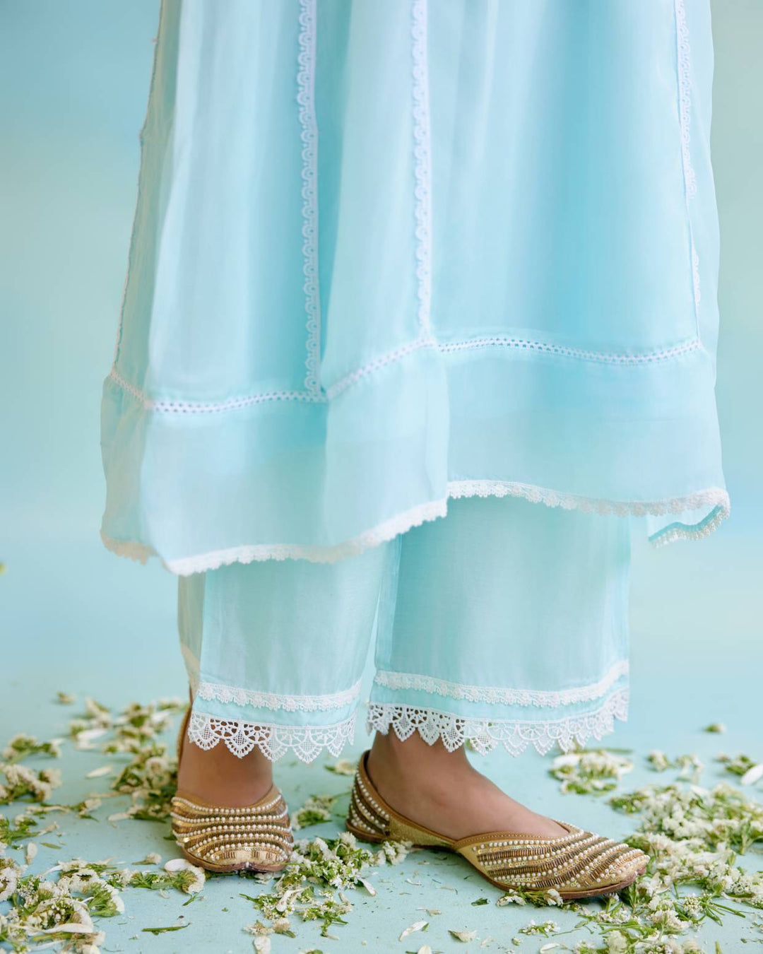 Dreamy Blue Anarkali with Wide Leg pants