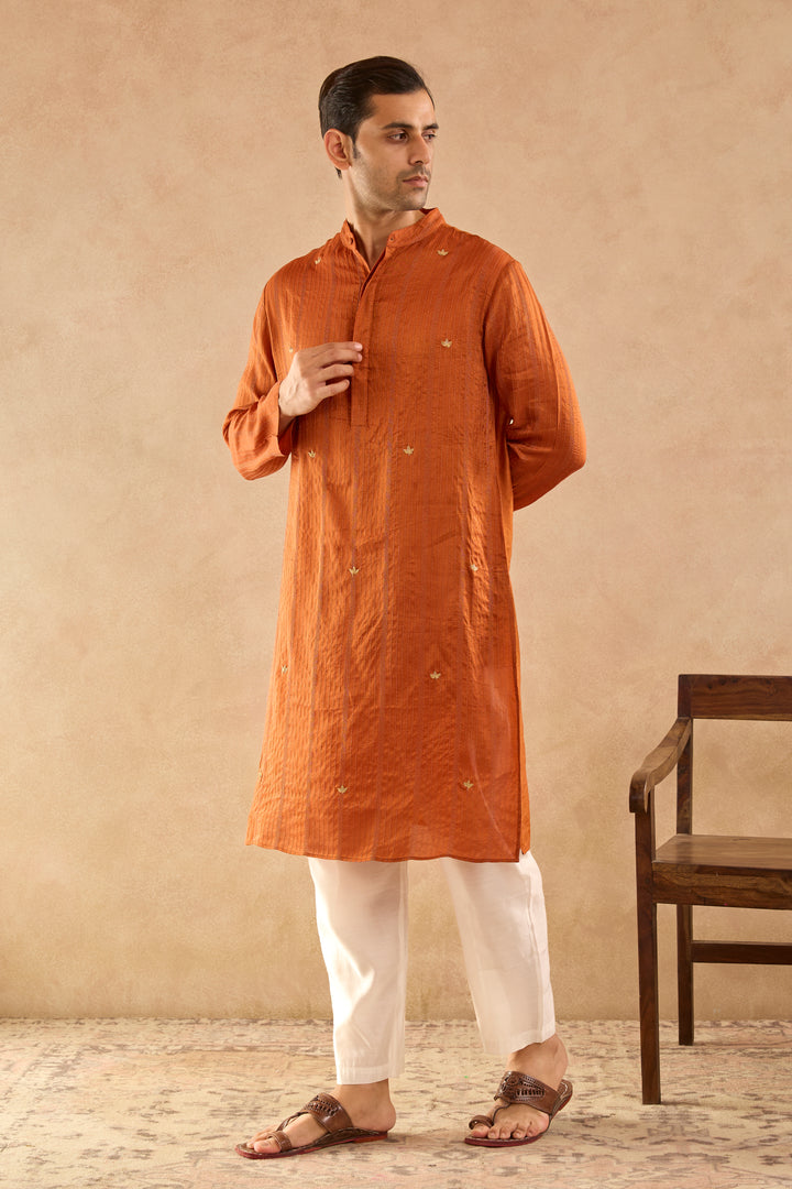 Brown Dori Silk Chanderi Kurta