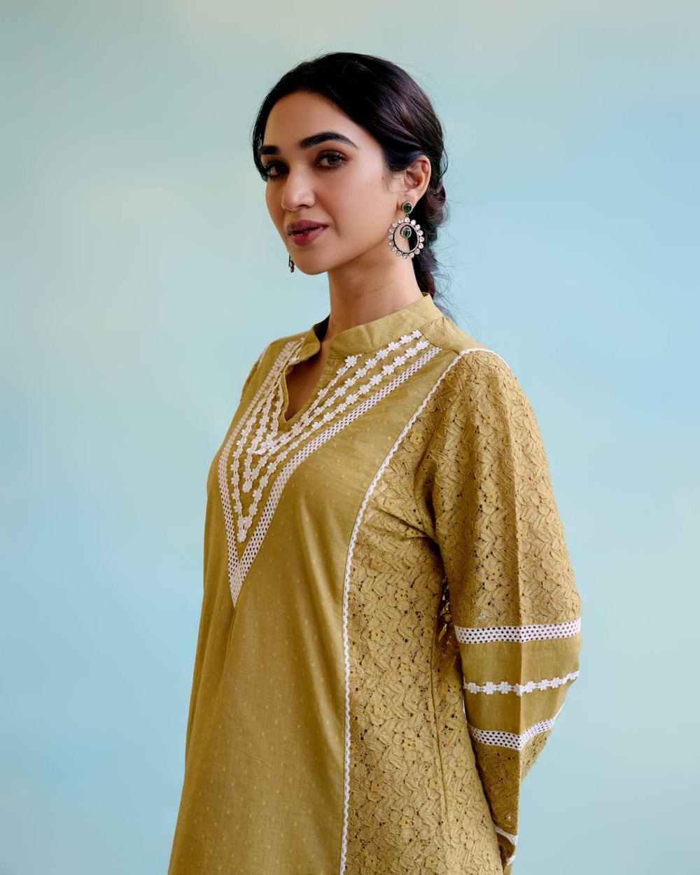 Olive Brown Kurta with Narrow Pants