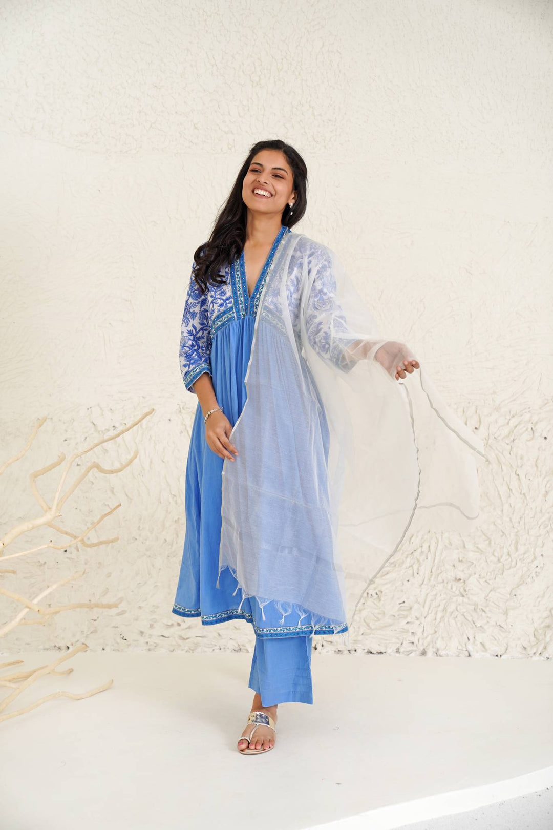 Sapphire Glory Kurta with Wide Leg Pants