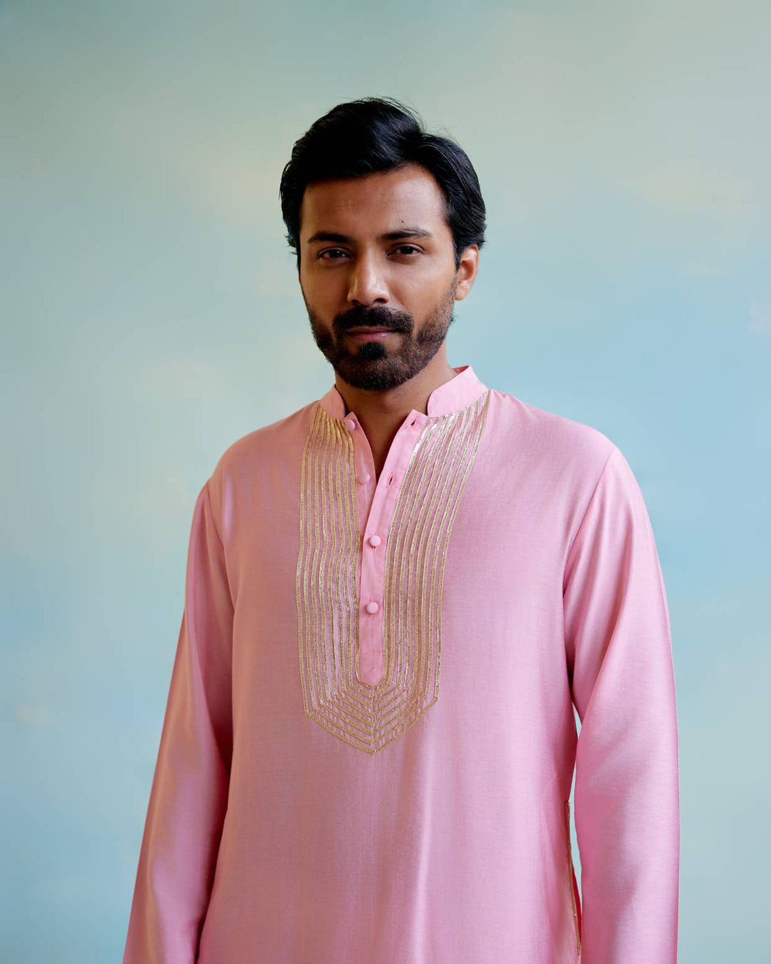 Rosy Glow Gota Kurta with Narrow Pants
