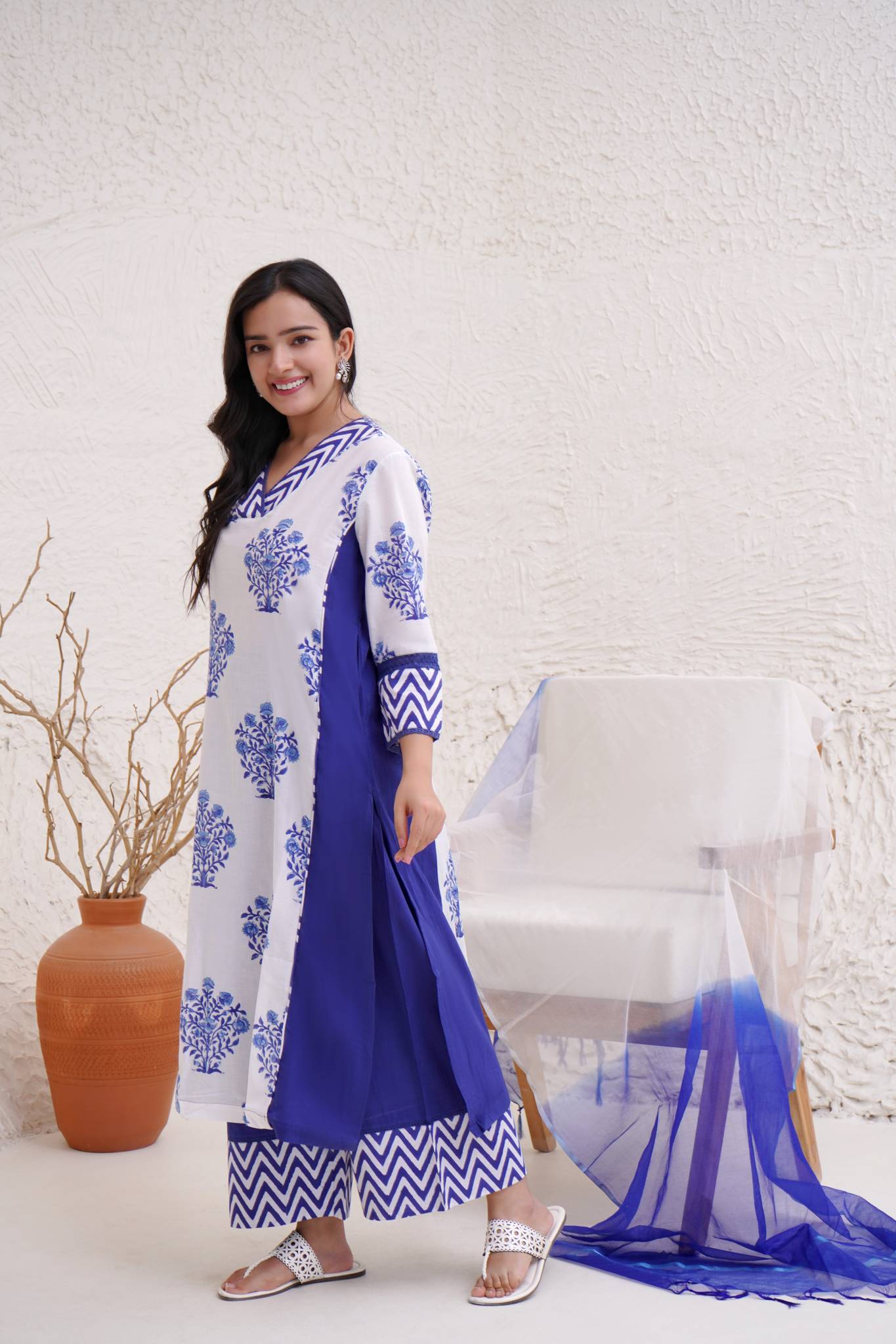 Indigo Organic Mulmul Dupatta