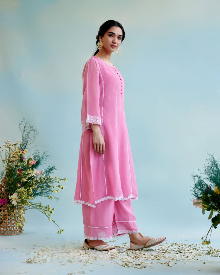 Blush Pink Anarkali with Wide Leg Pants