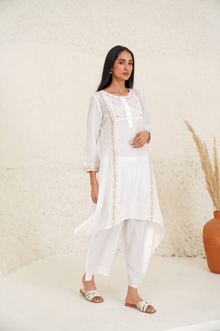 Ice Tone Kurta with Wide Leg Pants