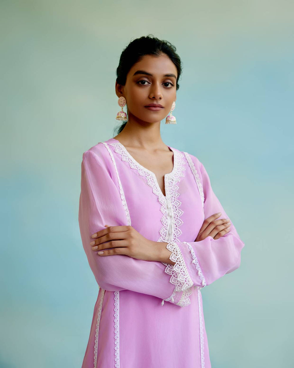 Lilac Glory Anarkali with Wide Leg Pants