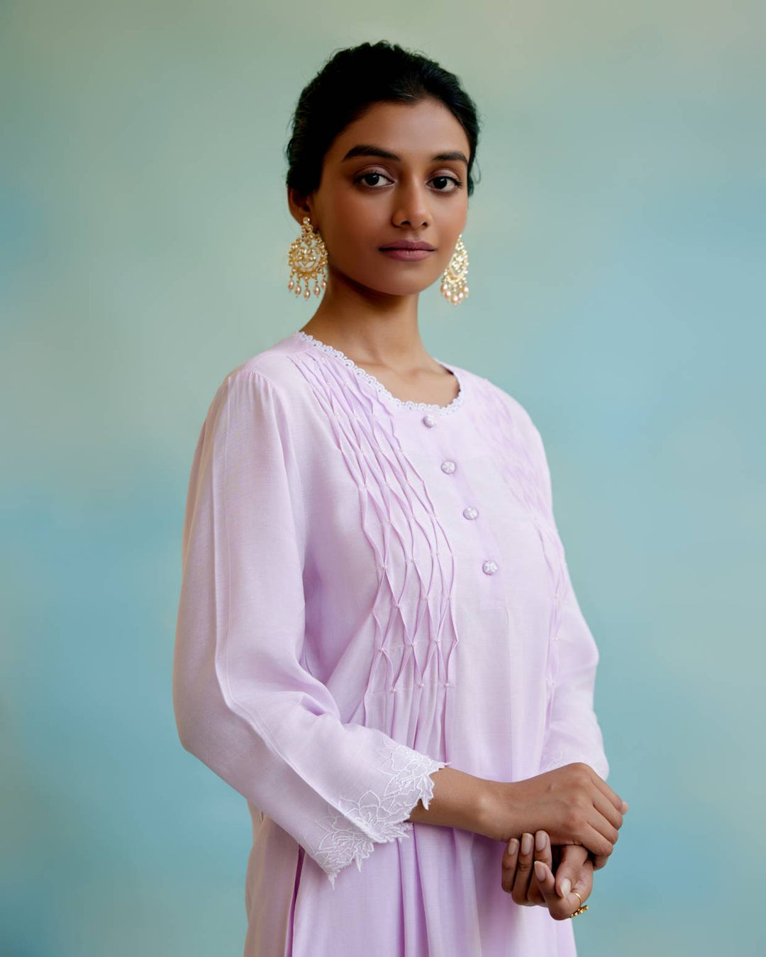 Lilac Pearl Kurta with Wide Leg Pants