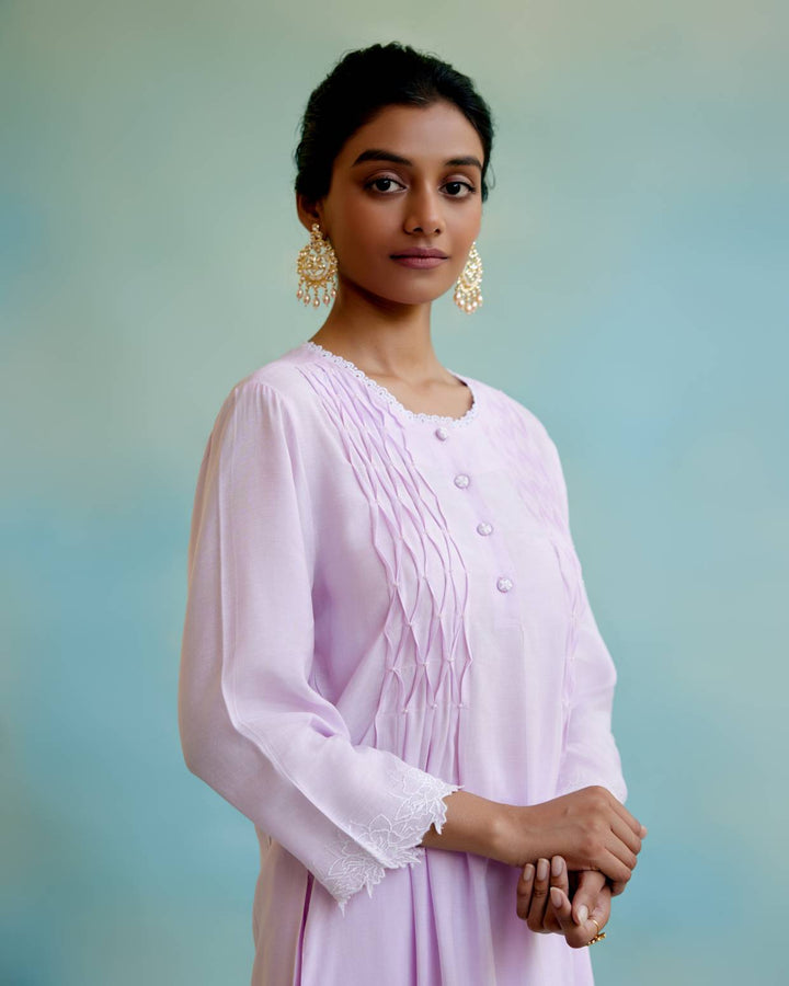 Lilac Pearl Kurta with Wide Leg Pants
