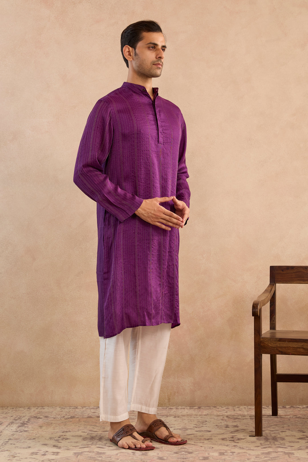 Royal Iris Silk Chanderi Kurta