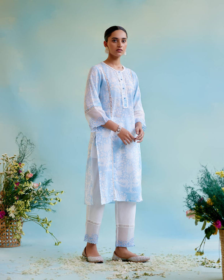 Blue Lily Kurta with Narrow Pants