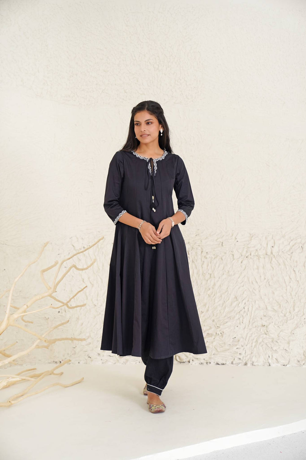 Olive Black Kurta with Pegged Pants