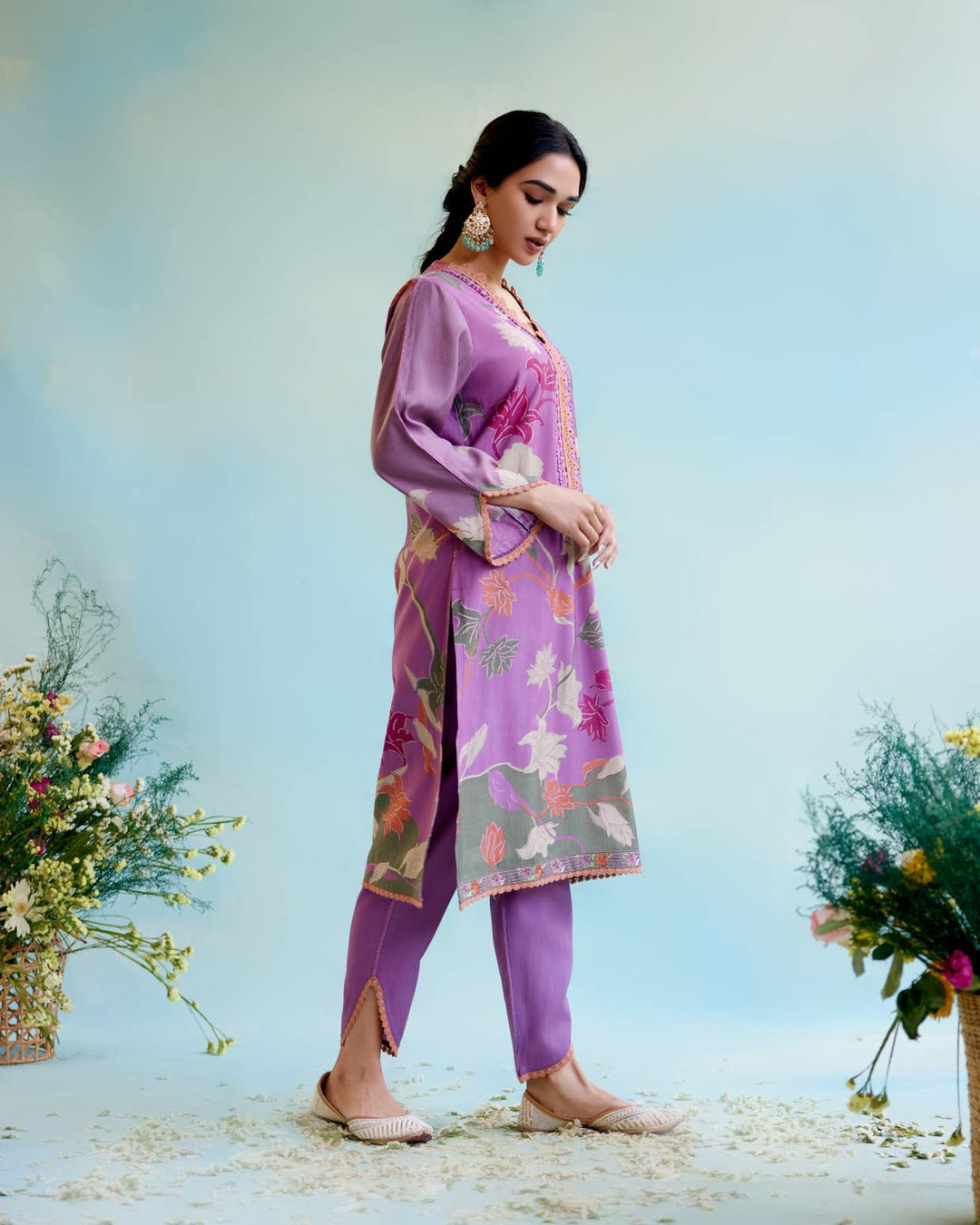 Violet Vale Kurta with Tulip Pants and Dupatta