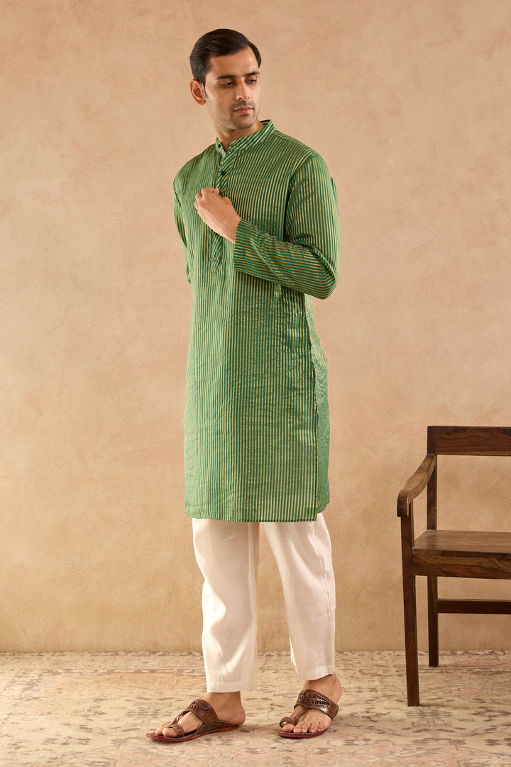 Emerald Lily Chanderi Stripe Kurta