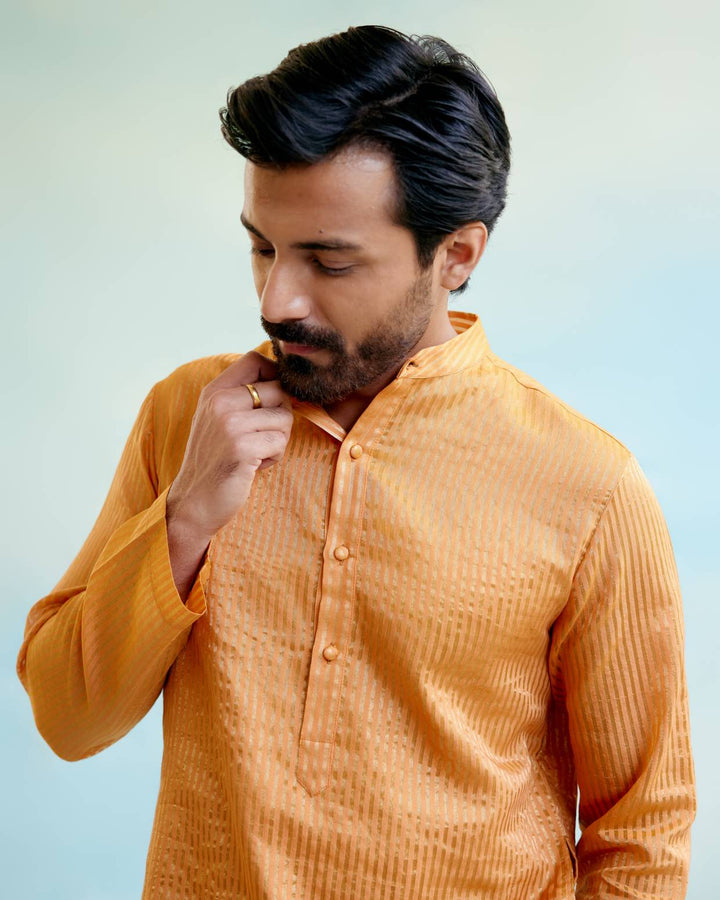 Marigold Petal Tissue Kurta with Narrow Pants