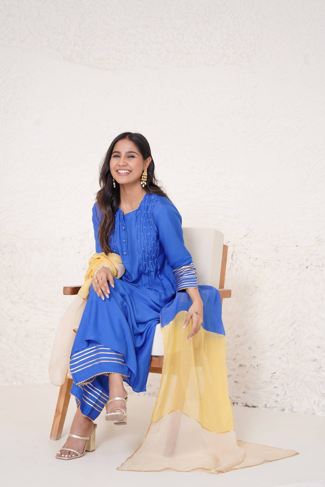 Pearl Marine Kurta with Wide Leg Pants