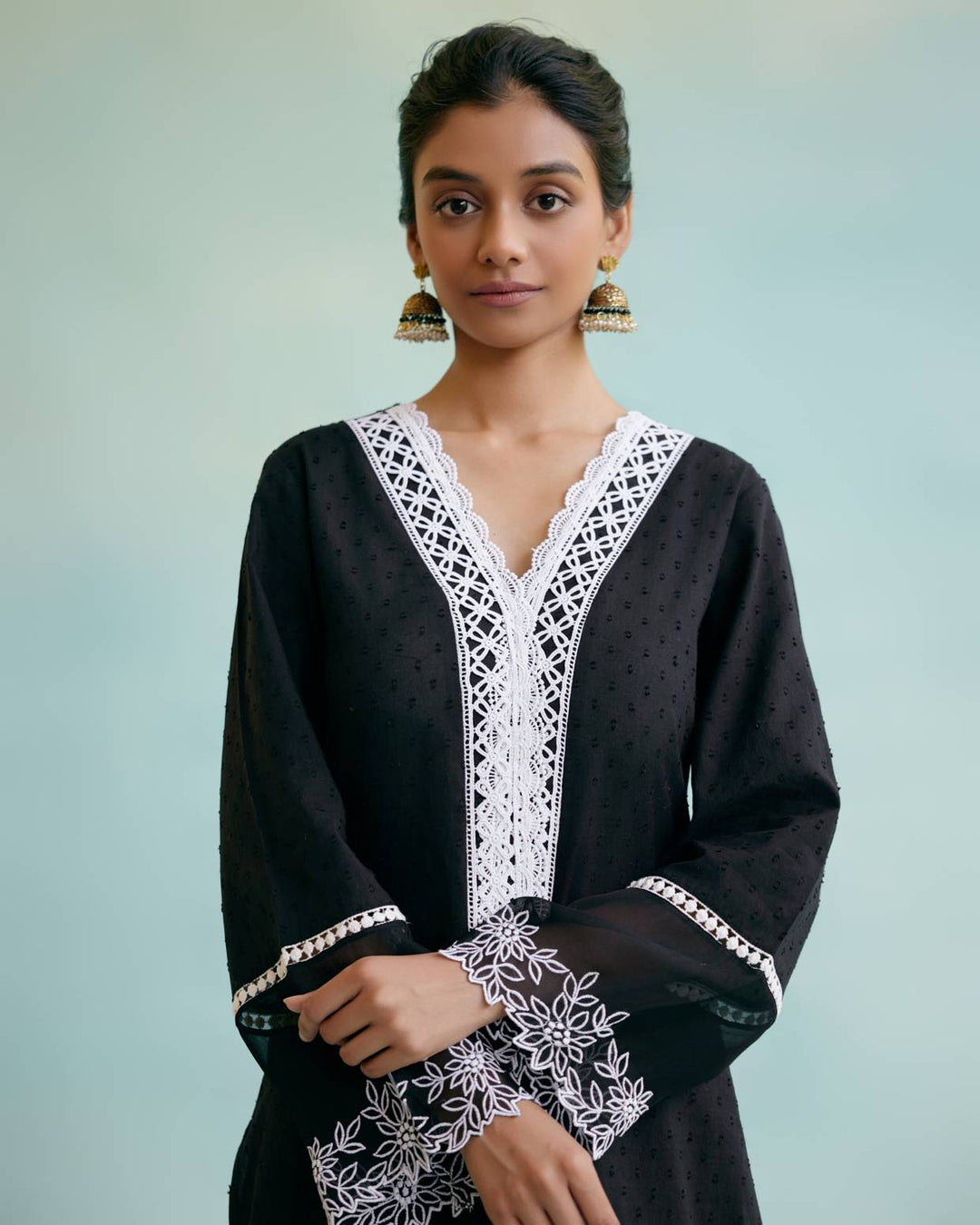 Black Lily Kurta with Narrow Pants