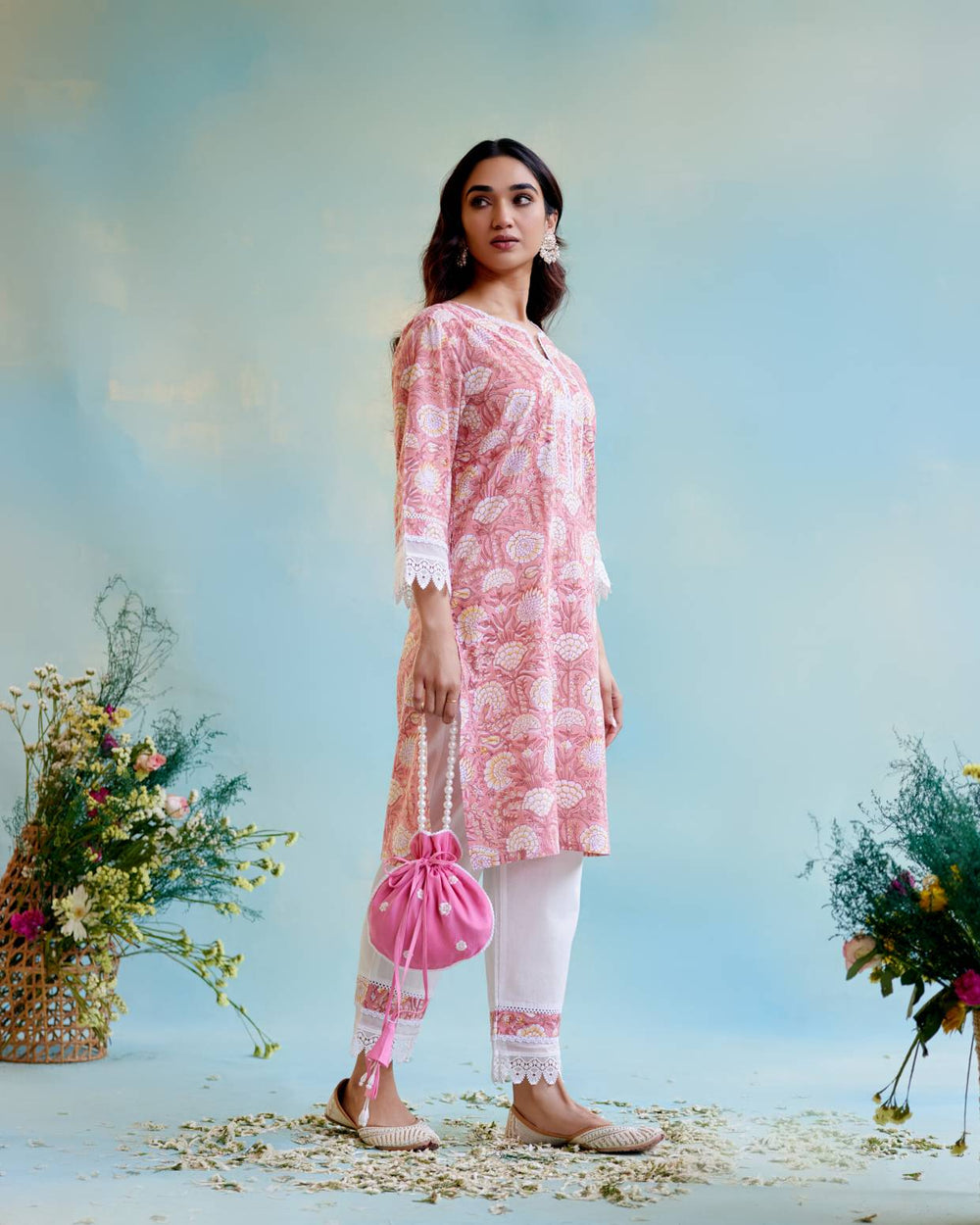 Dusty Rose Kurta with Narrow Pants