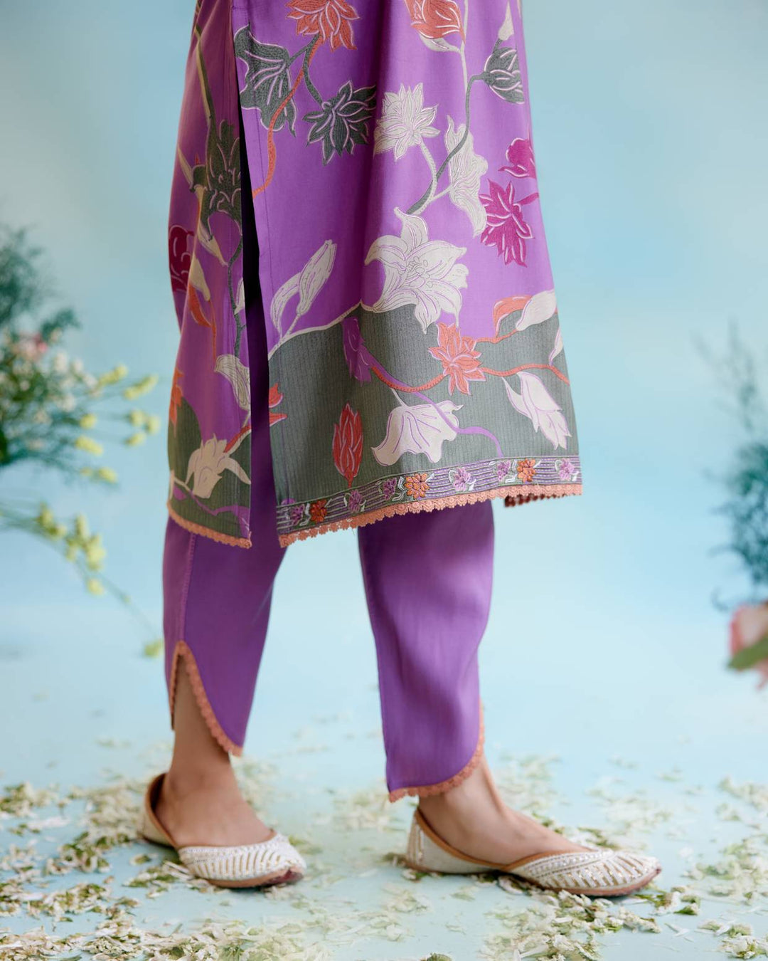 Violet Vale Kurta with Tulip Pants and Dupatta