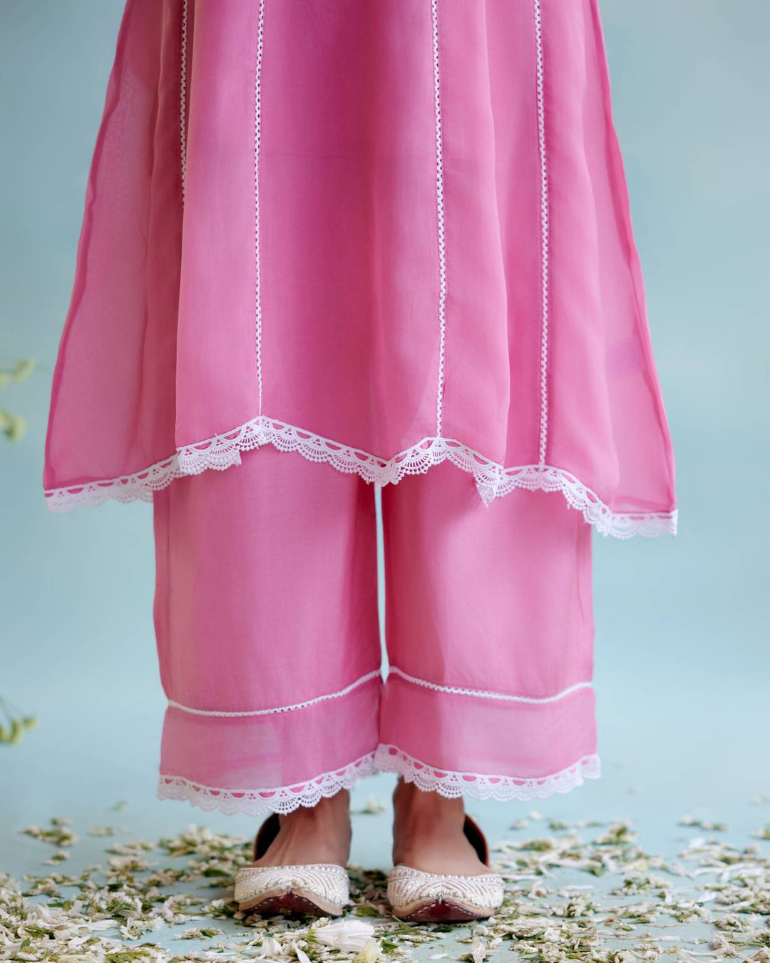 Blush Pink Anarkali with Wide Leg Pants