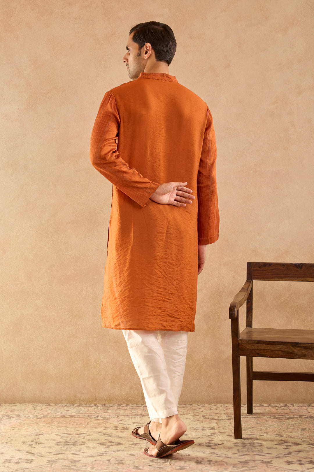 Brown Dori Silk Chanderi Kurta