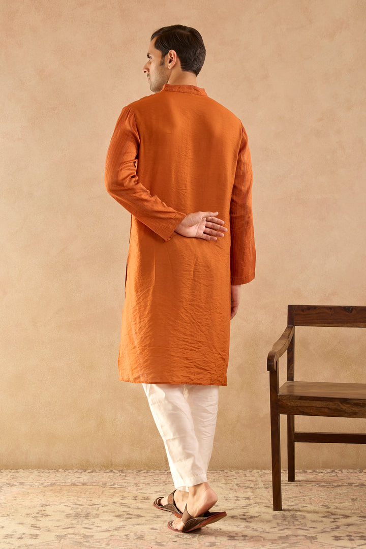 Brown Dori Silk Chanderi Kurta