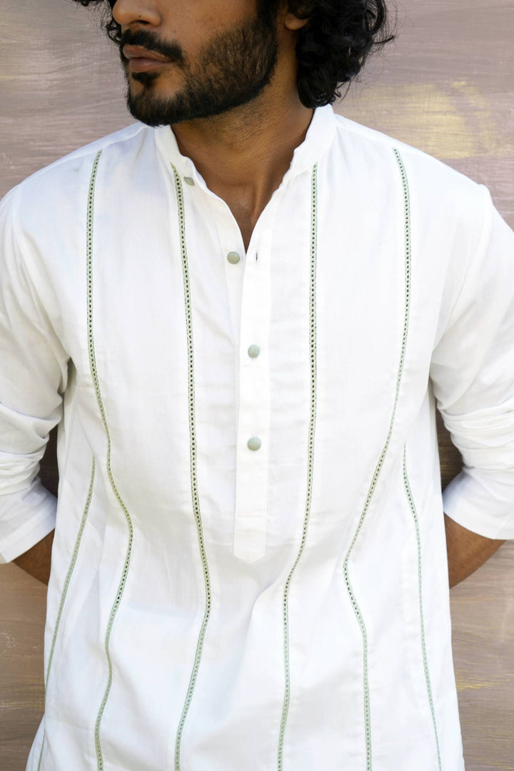 Mint Vanilla Kurta Set For Men