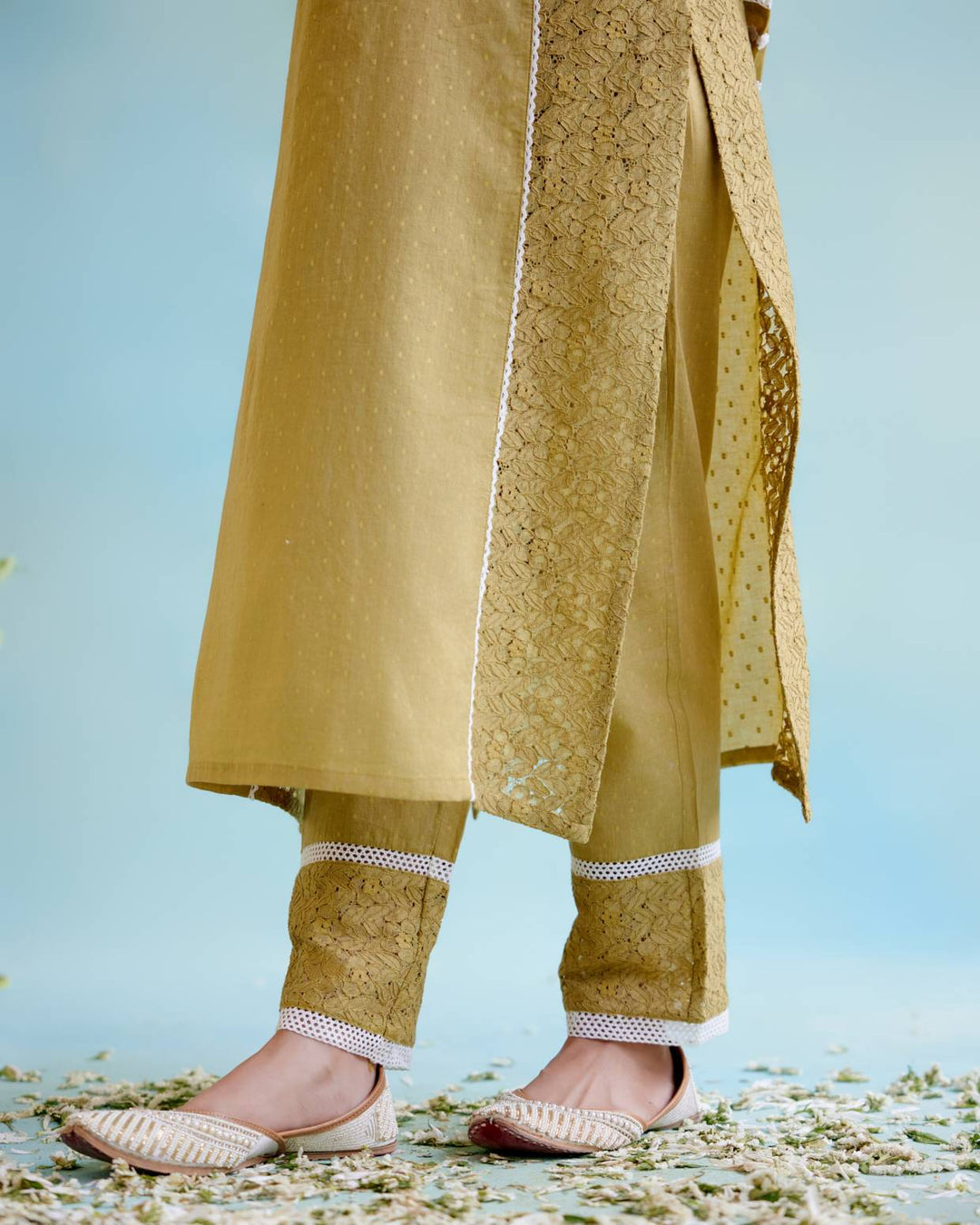 Olive Brown Kurta with Narrow Pants